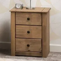 Panama 3 Drawer Bedside Table - Brown, Pine
