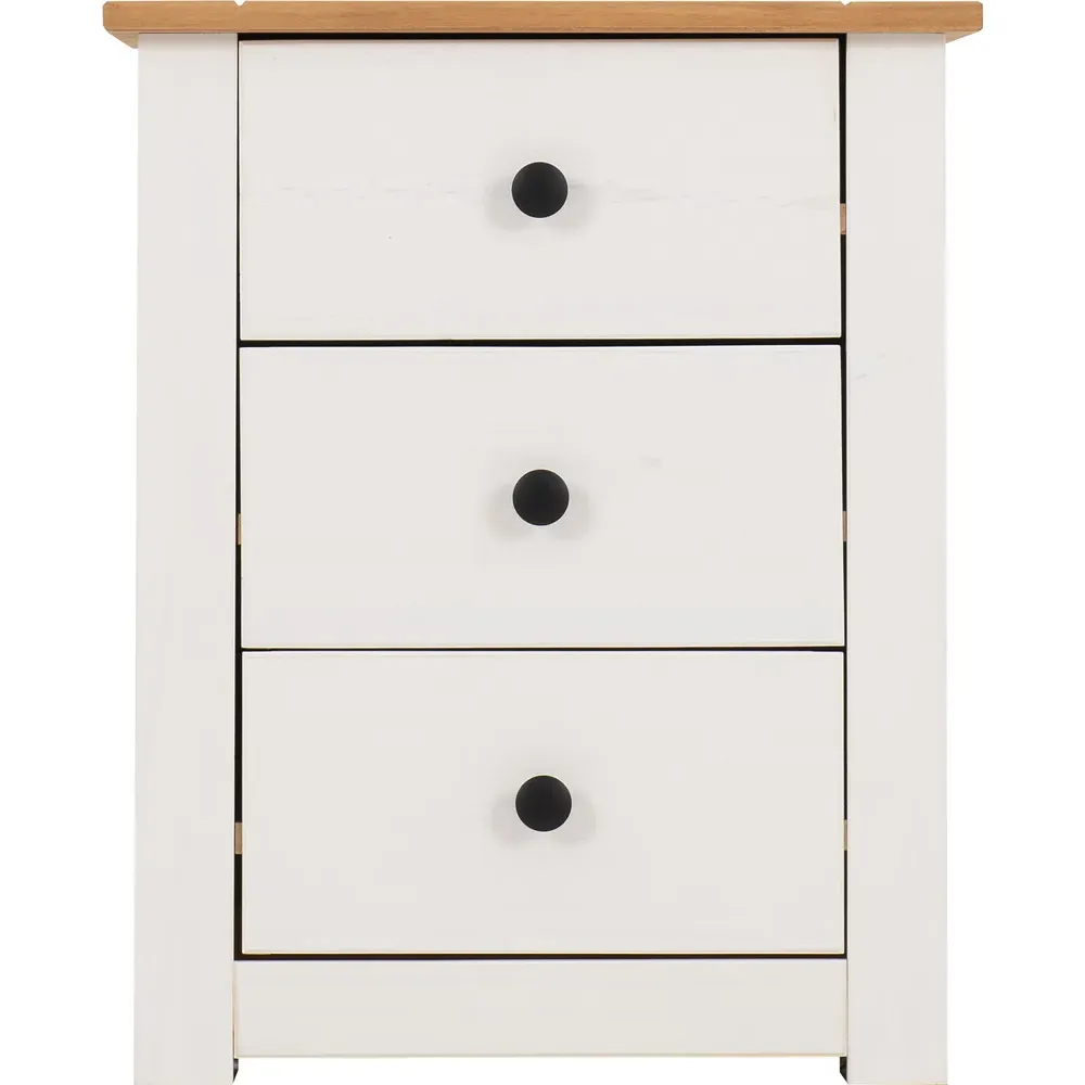 Panama 3 Drawer Bedside Table - White, Pine