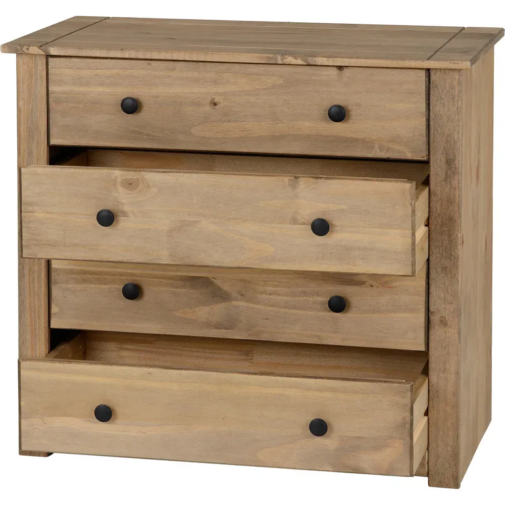Panama 4 Drawer Chest of Drawers - Brown, Pine