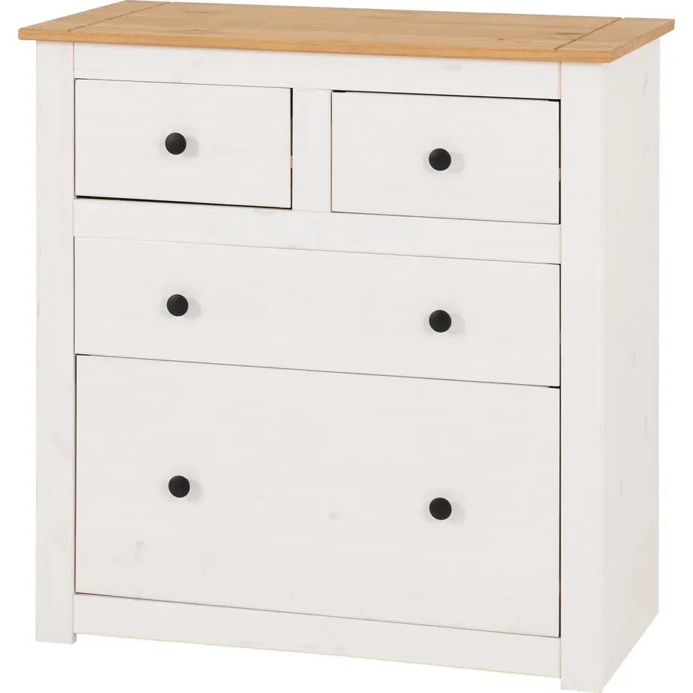 Panama 4 Drawer Chest of Drawers - White, Pine