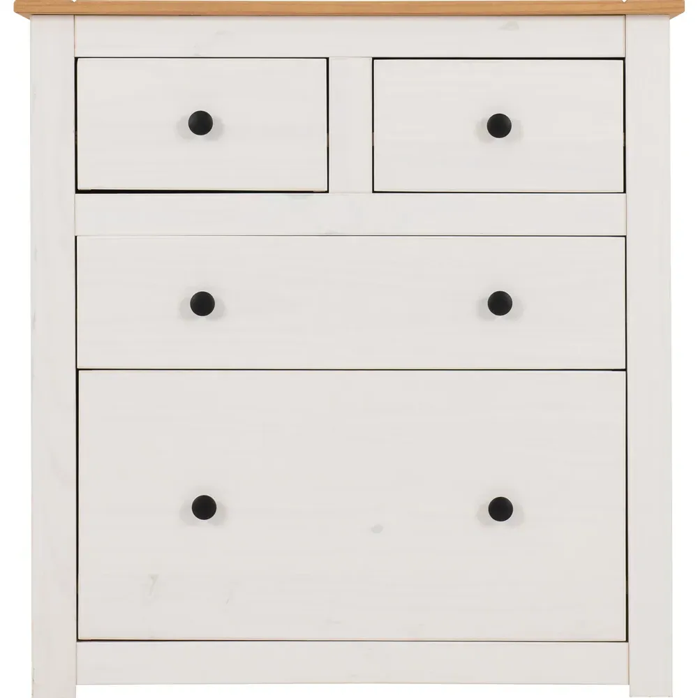 Panama 4 Drawer Chest of Drawers - White, Pine