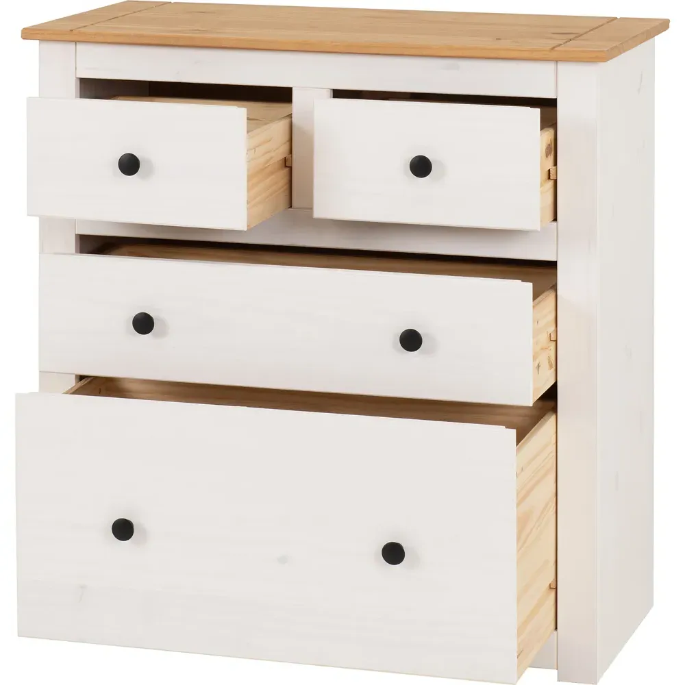 Panama 4 Drawer Chest of Drawers - White, Pine