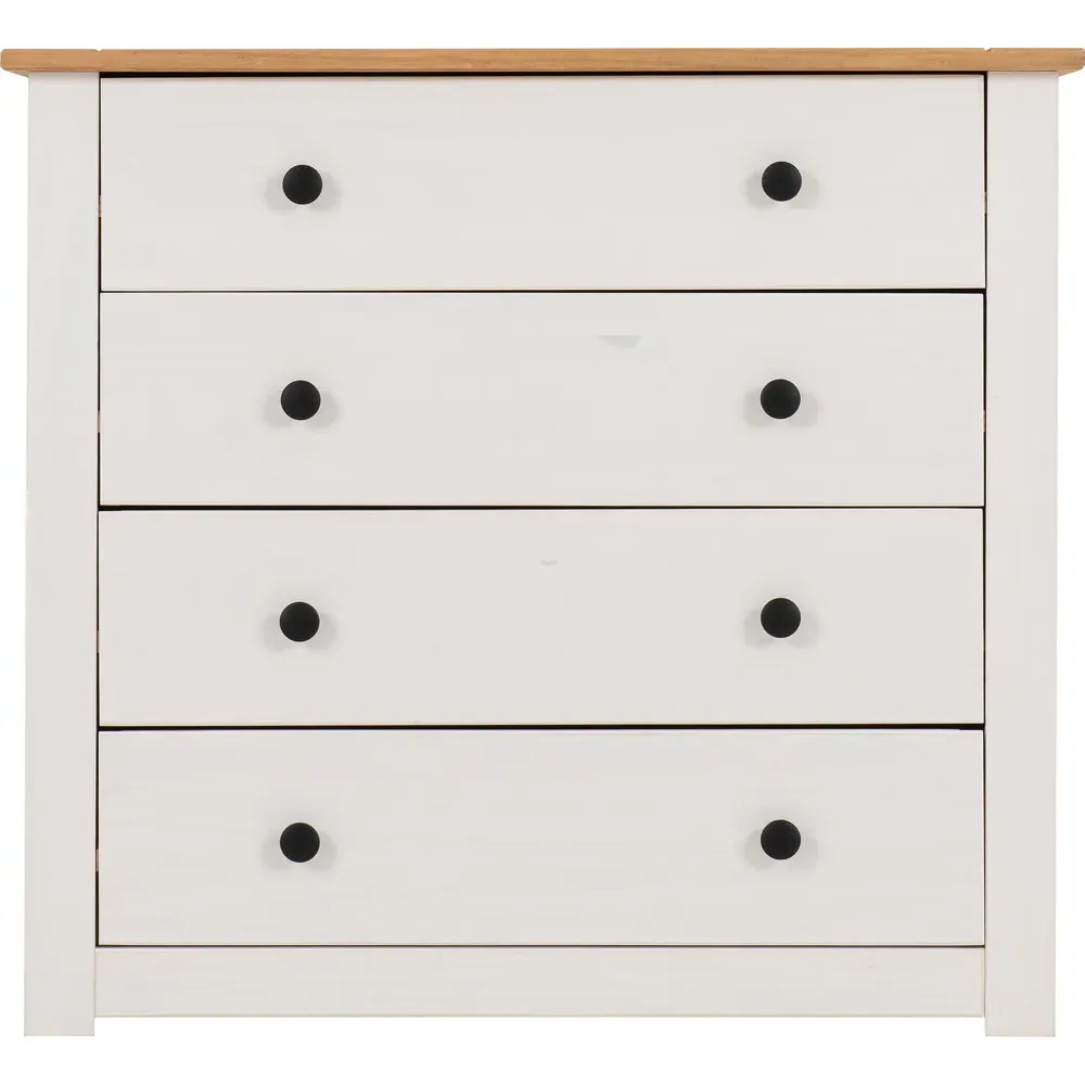Panama 4 Drawer Chest of Drawers - White, Pine