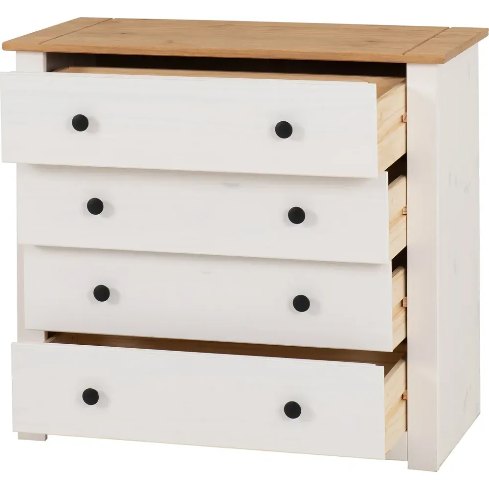 Panama 4 Drawer Chest of Drawers - White, Pine