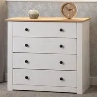 Panama 4 Drawer Chest of Drawers - White, Pine