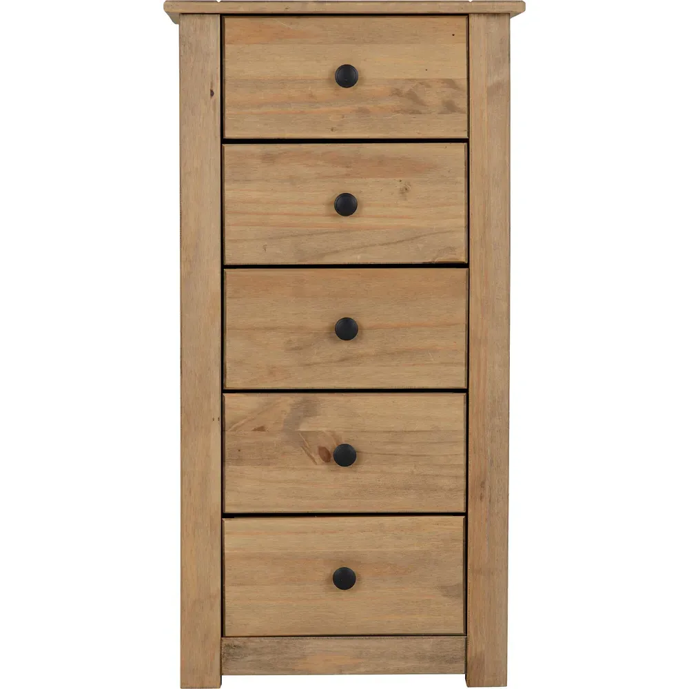 Panama 5 Drawer Chest of Drawers - Brown, Pine