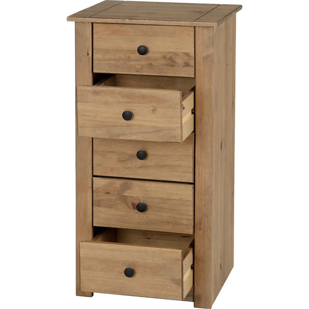 Panama 5 Drawer Chest of Drawers - Brown, Pine