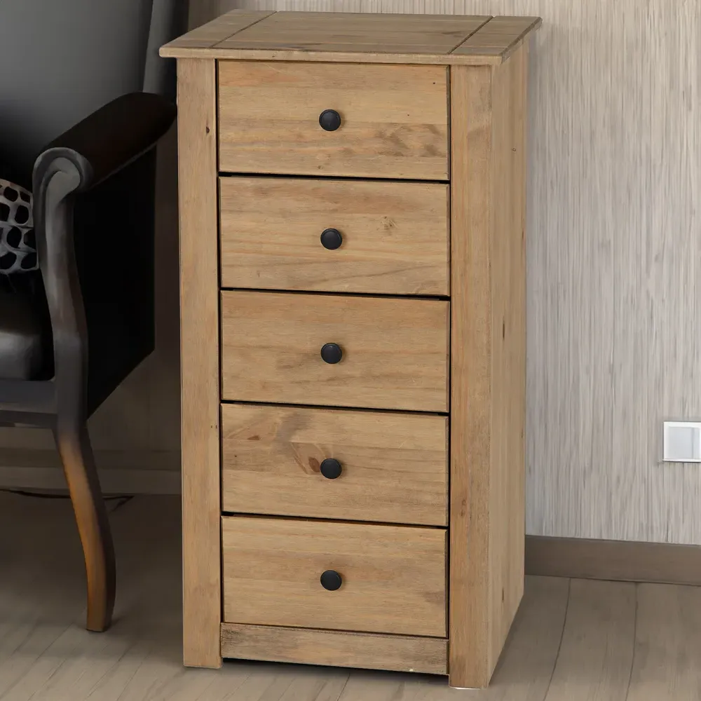 Panama 5 Drawer Chest of Drawers - Brown, Pine image