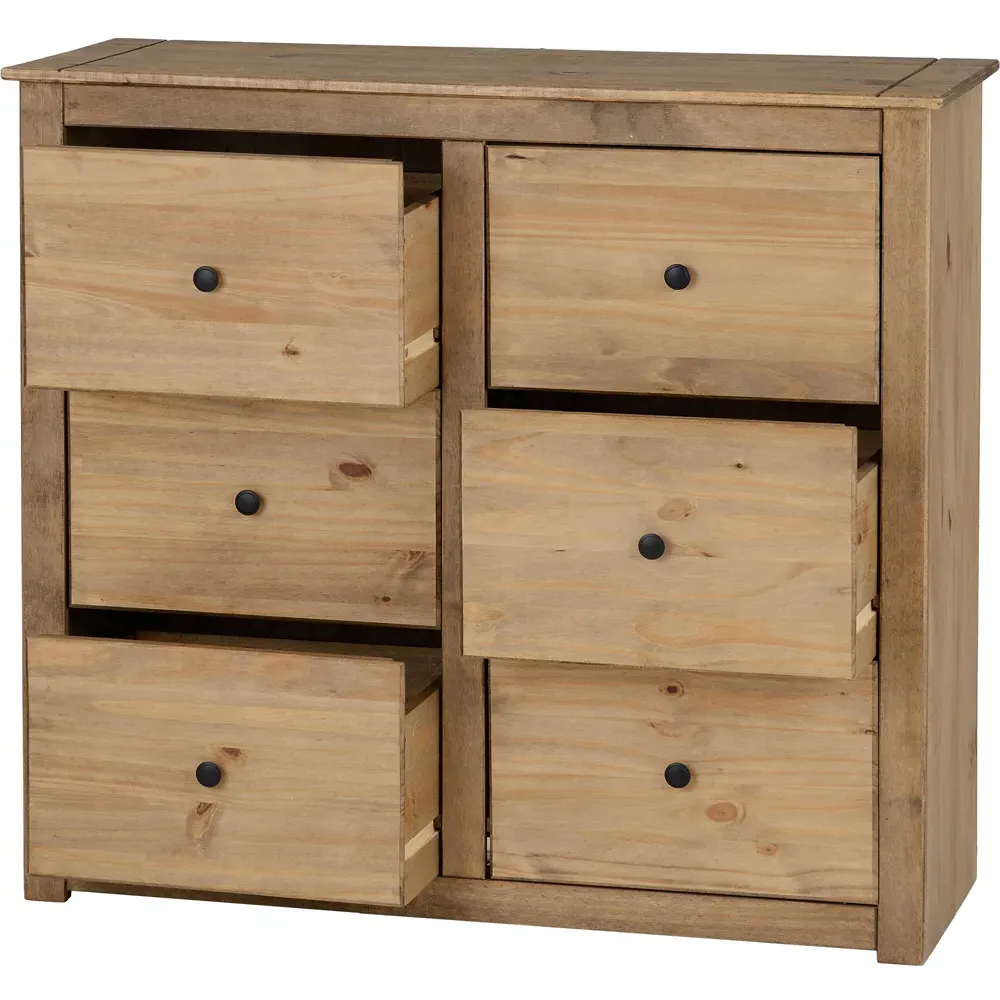 Panama 6 Drawer Chest of Drawers - Brown, Pine
