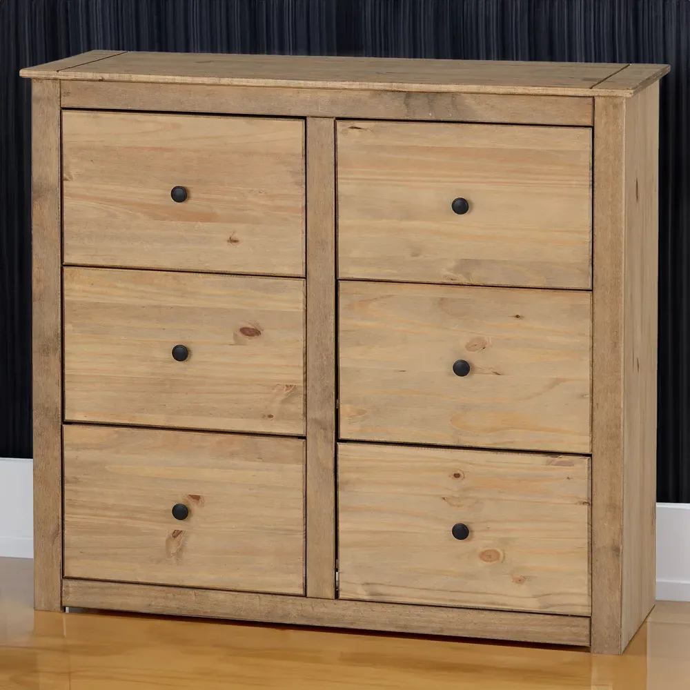 Panama 6 Drawer Chest of Drawers - Brown, Pine