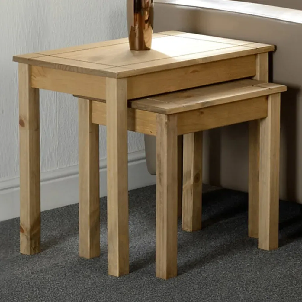 Panama Nest of Tables Set of 2 - Brown, Pine image