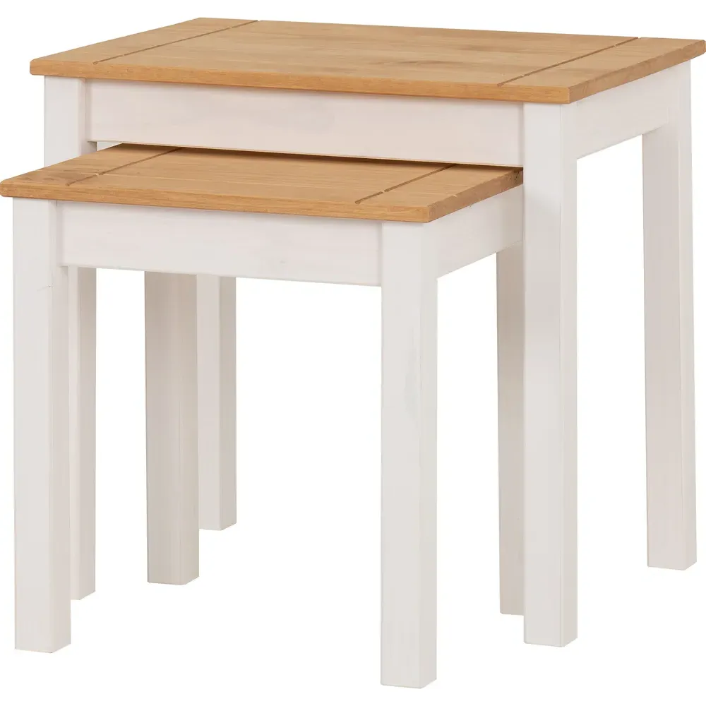 Panama Nest of Tables Set of 2 - White, Pine