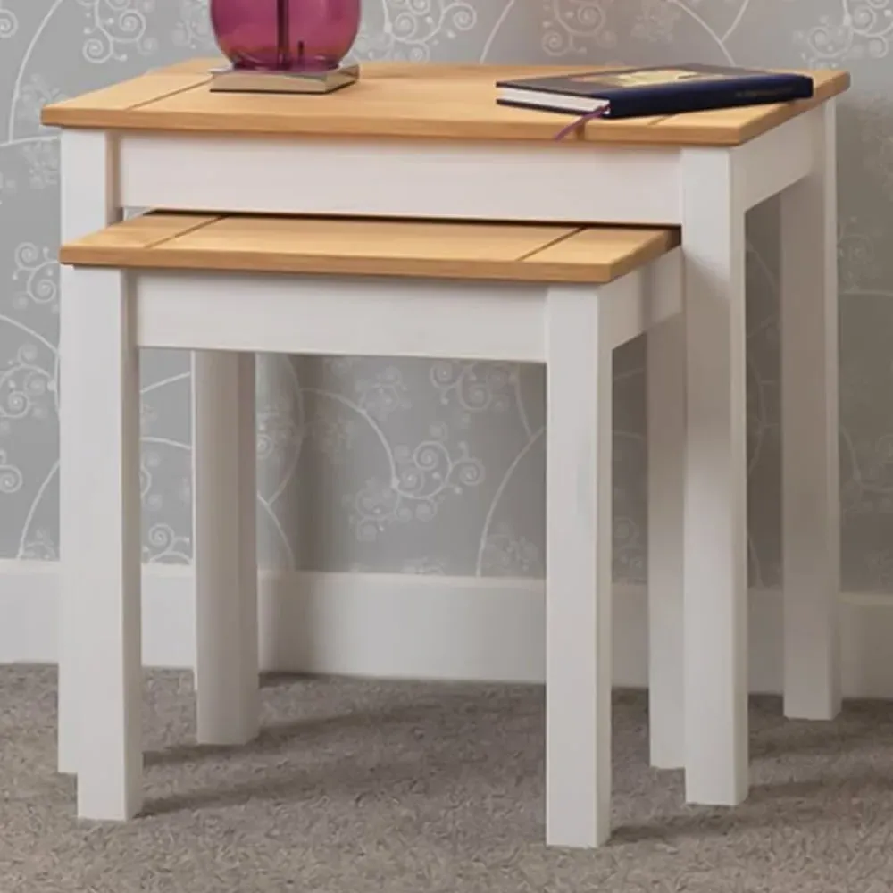 Panama Nest of Tables Set of 2 - White, Pine