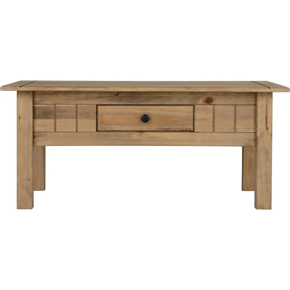 Panama Single Drawer Coffee Table - Natural Wax, Pine