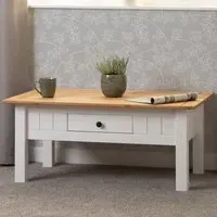 Panama Single Drawer Coffee Table - White, Pine