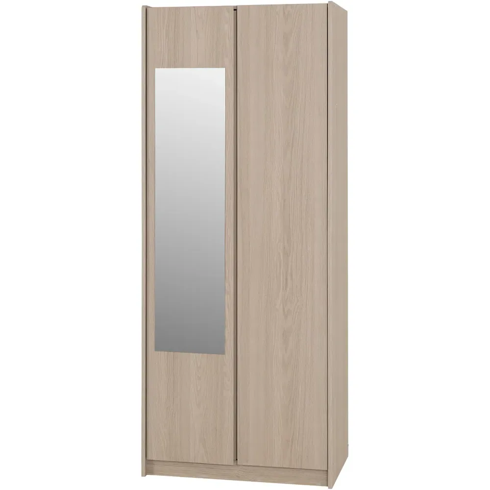 Paris 2 Door Mirror Wardrobe - Brown, Ash Effect