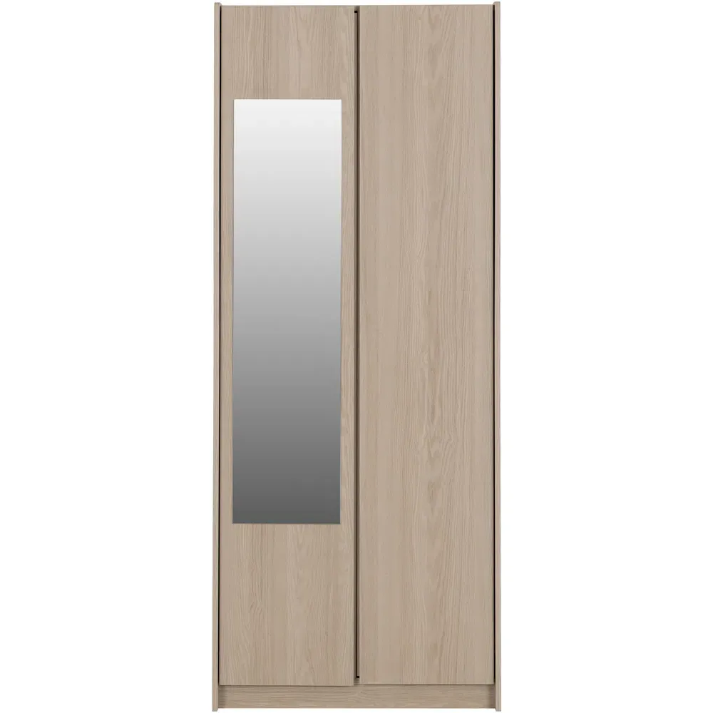 Paris 2 Door Mirror Wardrobe - Brown, Ash Effect