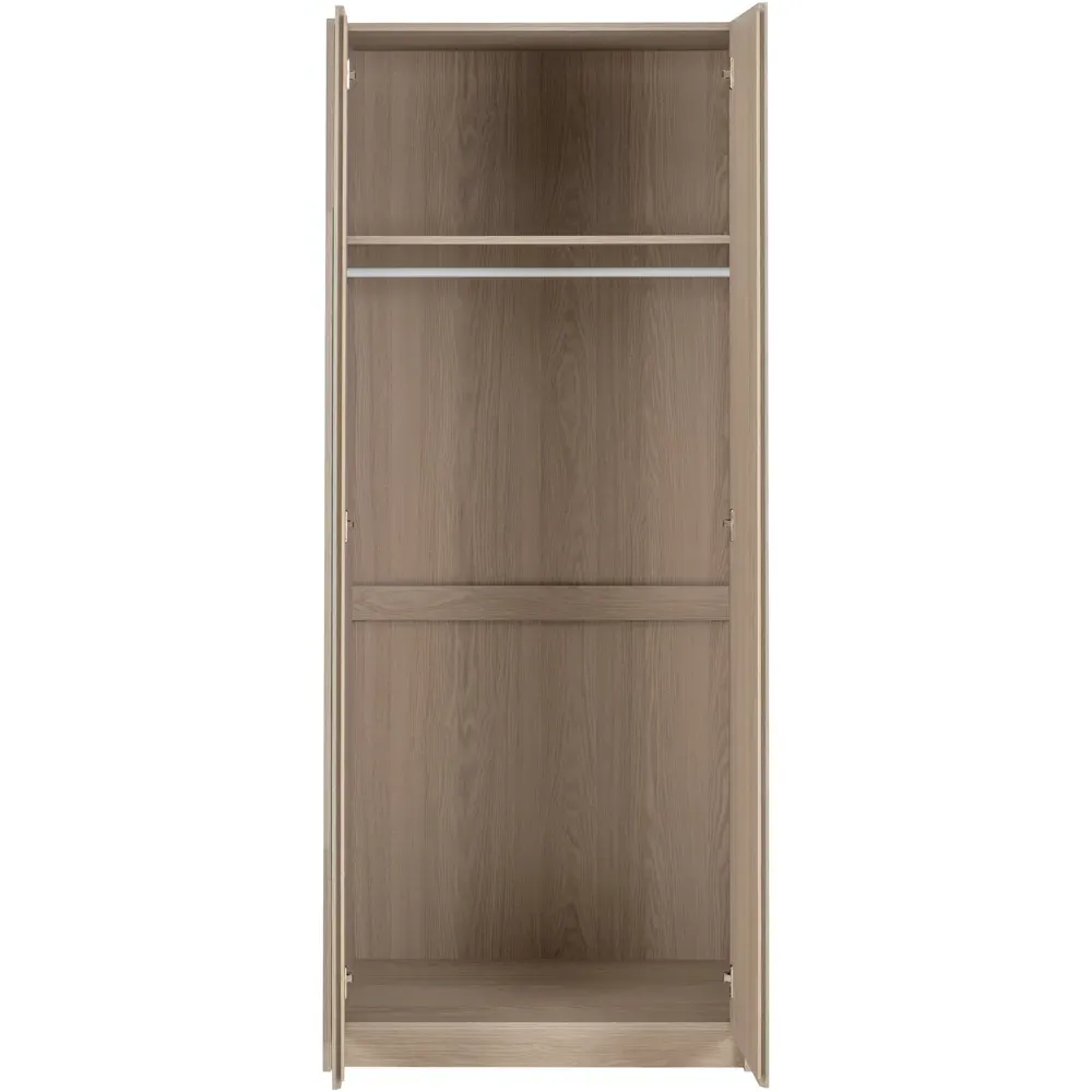 Paris 2 Door Mirror Wardrobe - Brown, Ash Effect