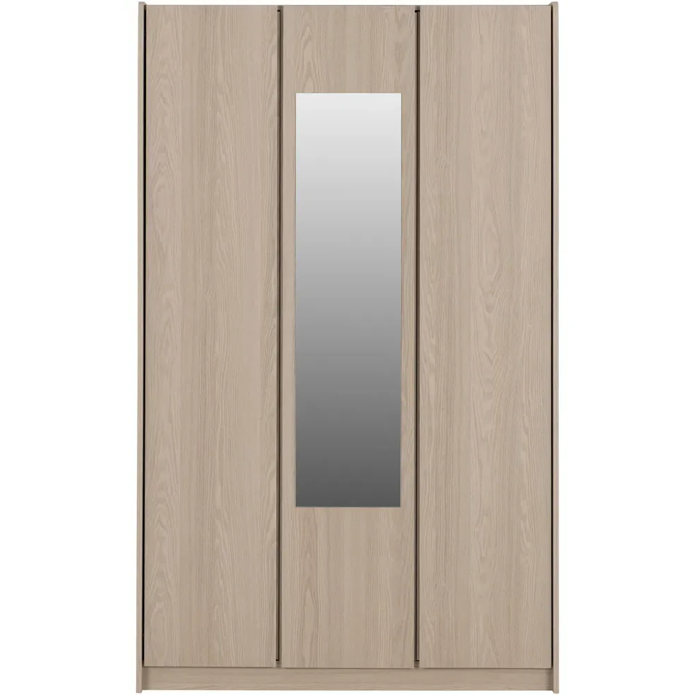 Paris 3 Door Mirror Wardrobe - Brown, Ash Effect