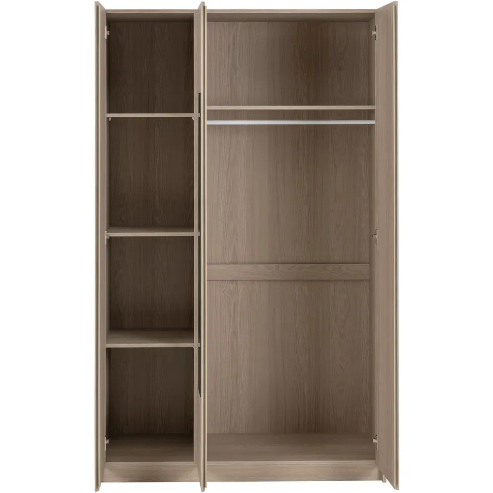 Paris 3 Door Mirror Wardrobe - Brown, Ash Effect