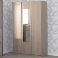 Paris 3 Door Mirror Wardrobe - Brown, Ash Effect