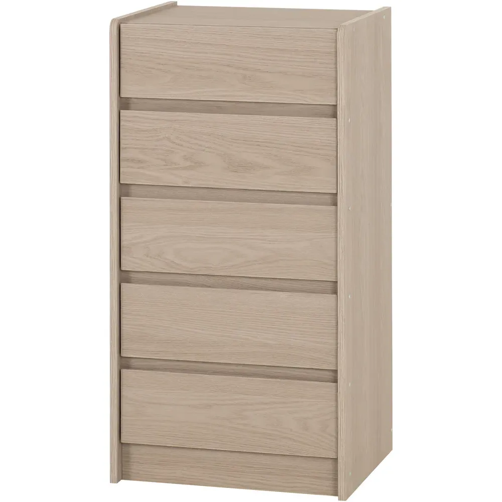 Paris 5 Drawer Chest of Drawers - Brown, Ash Effect