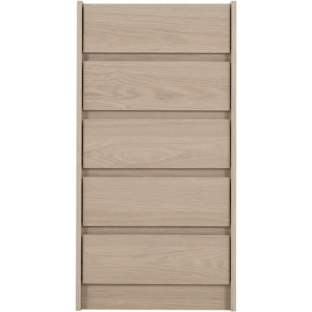 Paris 5 Drawer Chest of Drawers - Brown, Ash Effect