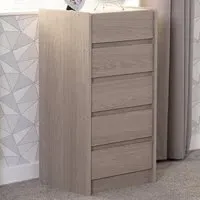 Paris 5 Drawer Chest of Drawers - Brown, Ash Effect