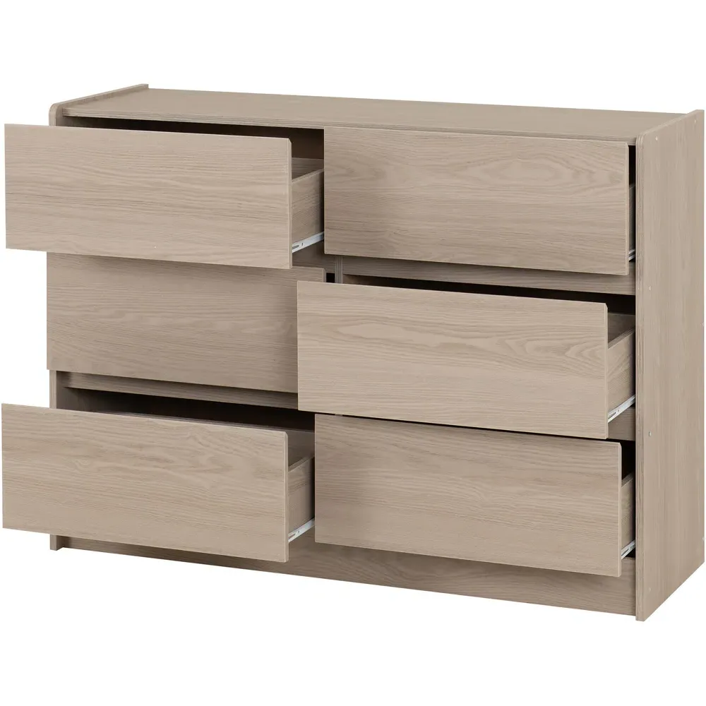 Paris 6 Drawer Chest of Drawers - Brown, Ash Effect