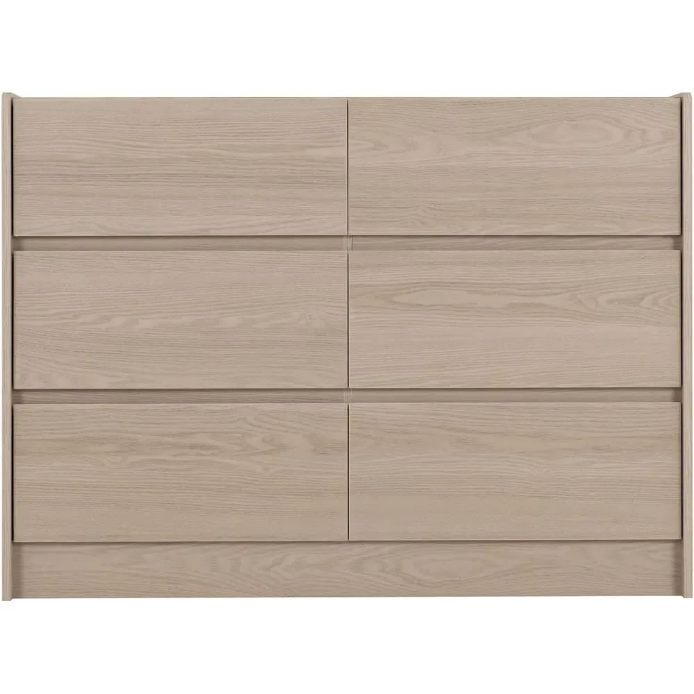 Paris 6 Drawer Chest of Drawers - Brown, Ash Effect