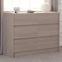 Paris 6 Drawer Chest of Drawers - Brown, Ash Effect