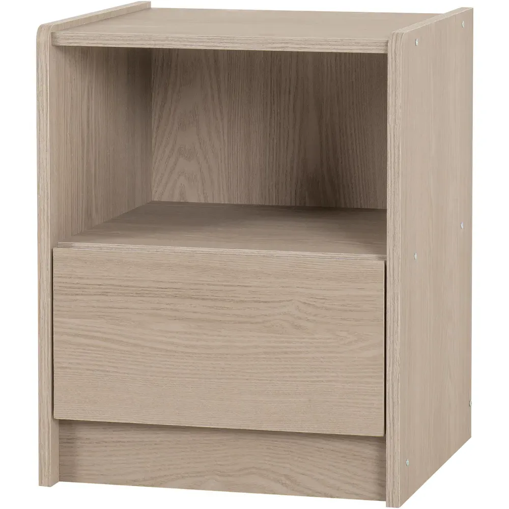 Paris Single Drawer Bedside Table - Brown, Ash Effect