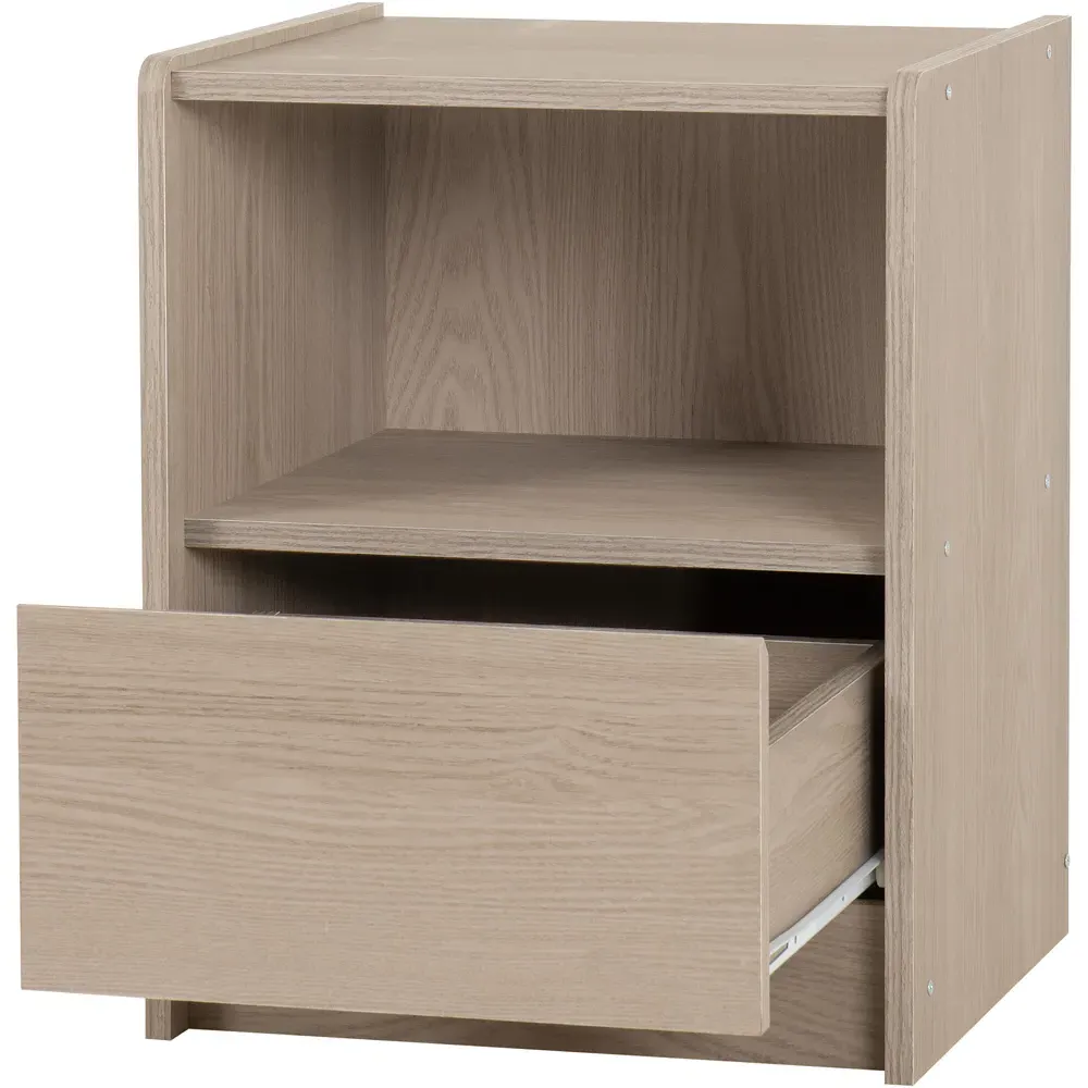 Paris Single Drawer Bedside Table - Brown, Ash Effect