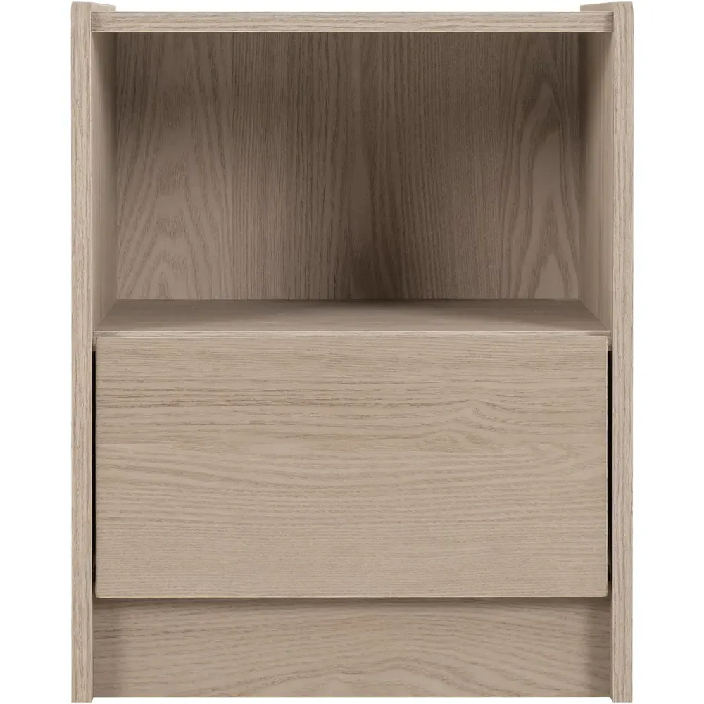 Paris Single Drawer Bedside Table - Brown, Ash Effect