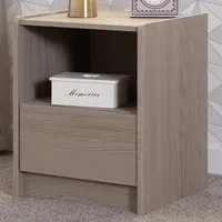 Paris Single Drawer Bedside Table - Brown, Ash Effect