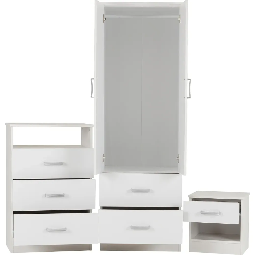 Polar 3 Piece Bedroom Furniture Set - White