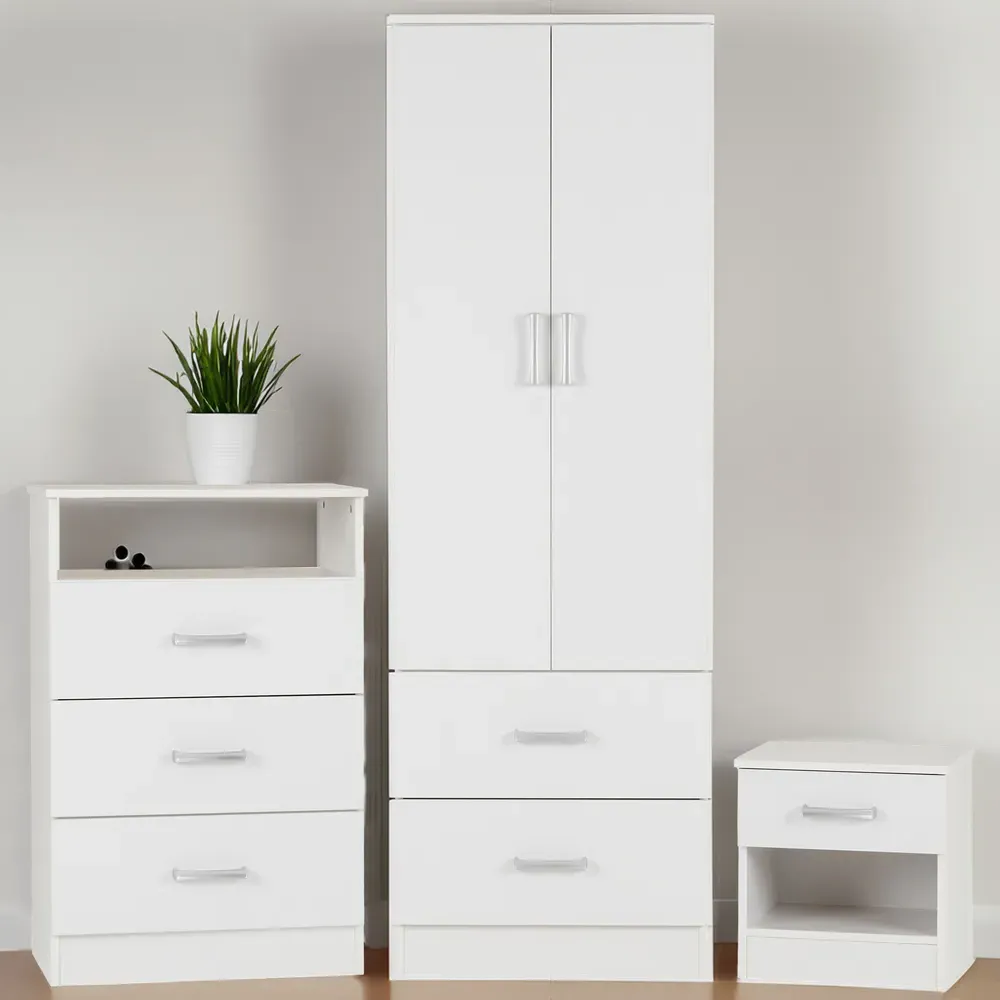 Polar 3 Piece Bedroom Furniture Set - White image