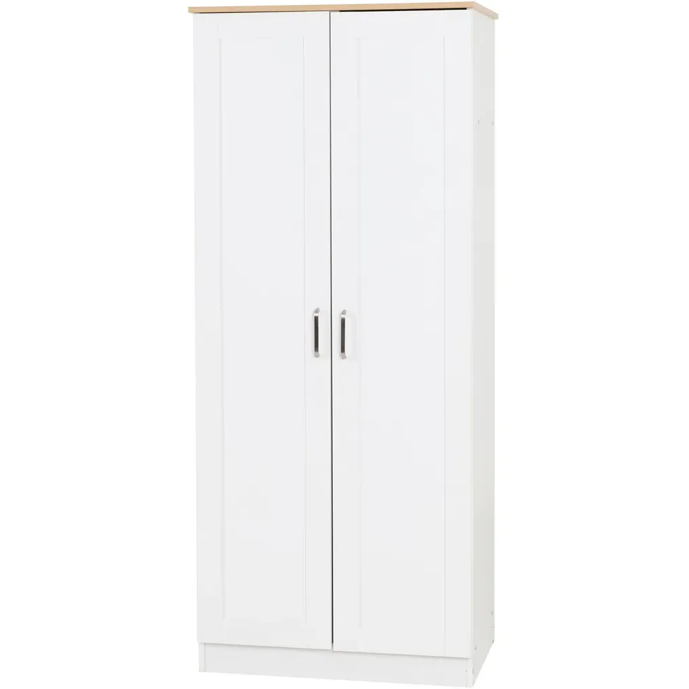 Portland 2 Door Wardrobe - White, Oak