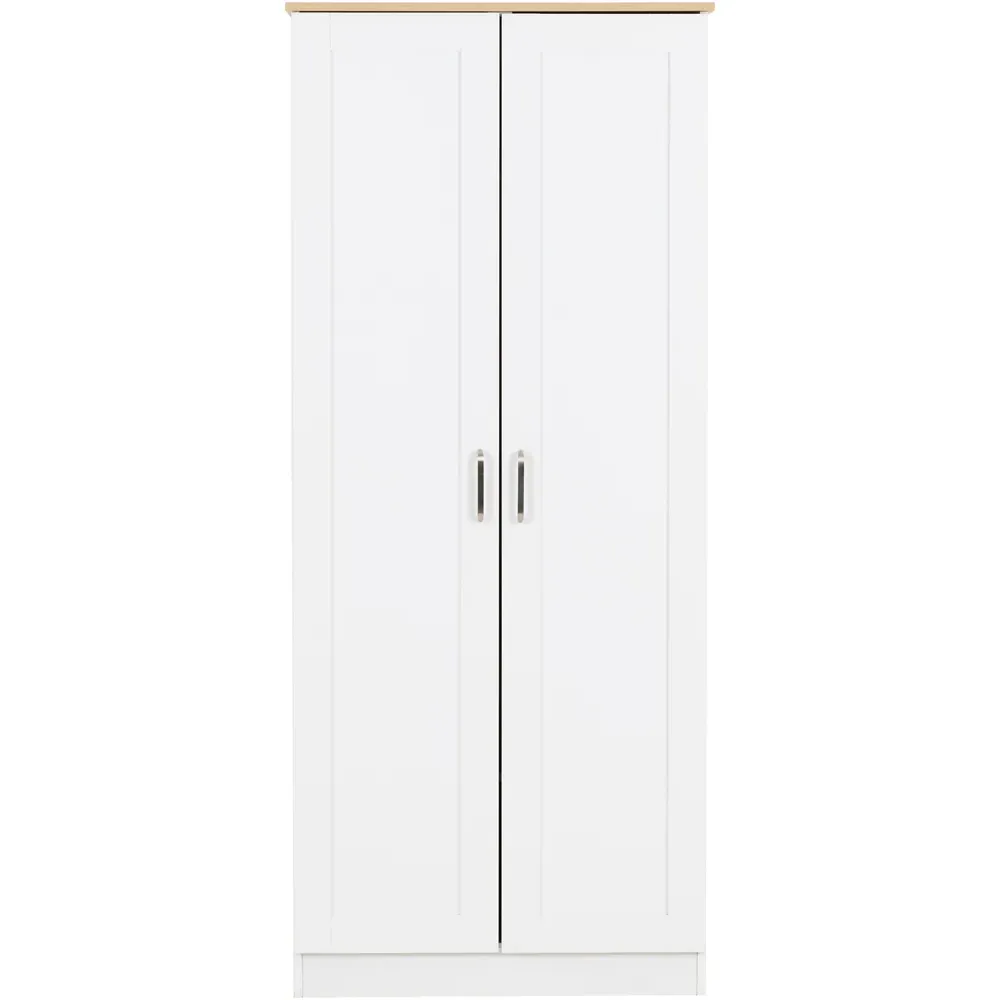Portland 2 Door Wardrobe - White, Oak