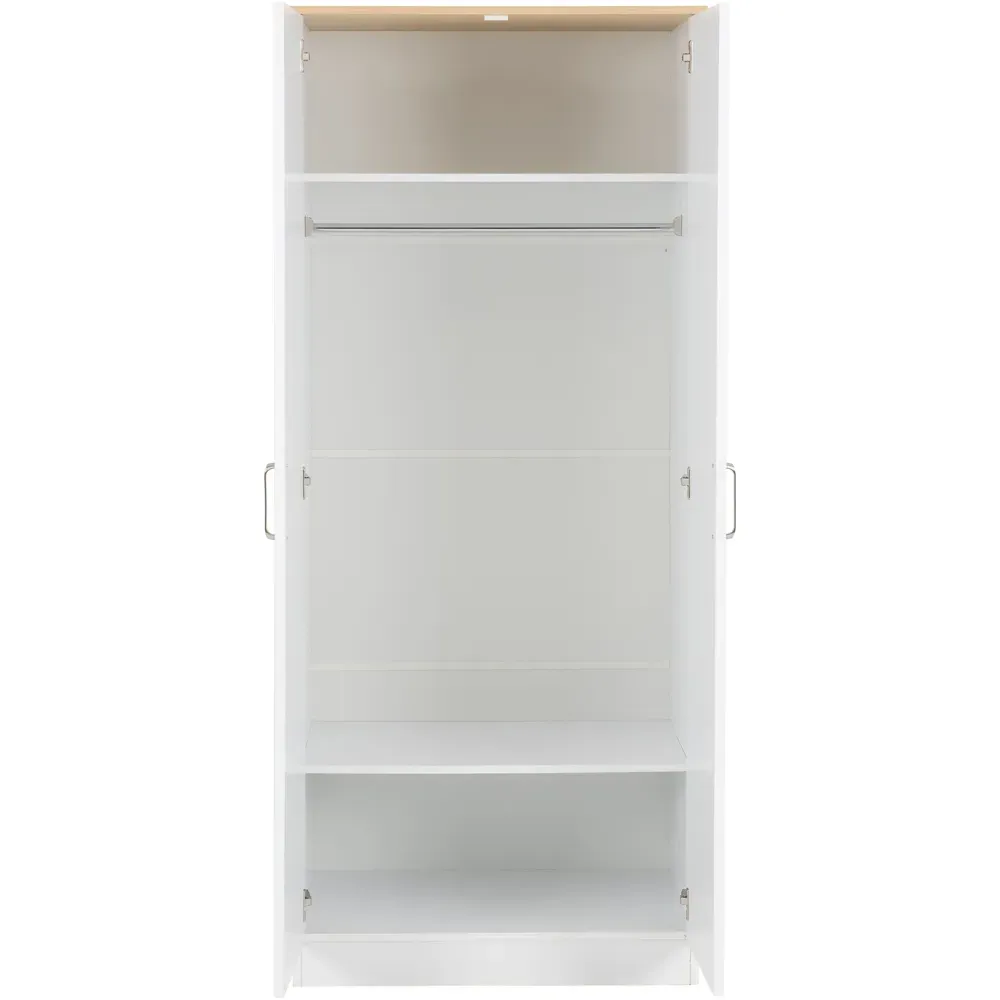 Portland 2 Door Wardrobe - White, Oak