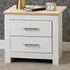 Portland 2 Drawer Bedside Table - White, Oak