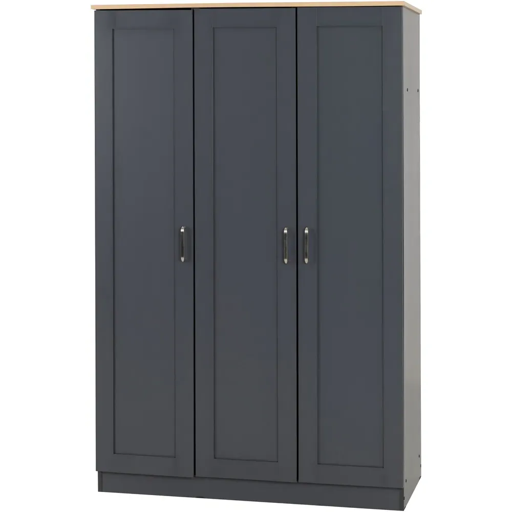 Portland 3 Door Wardrobe - Grey, Oak