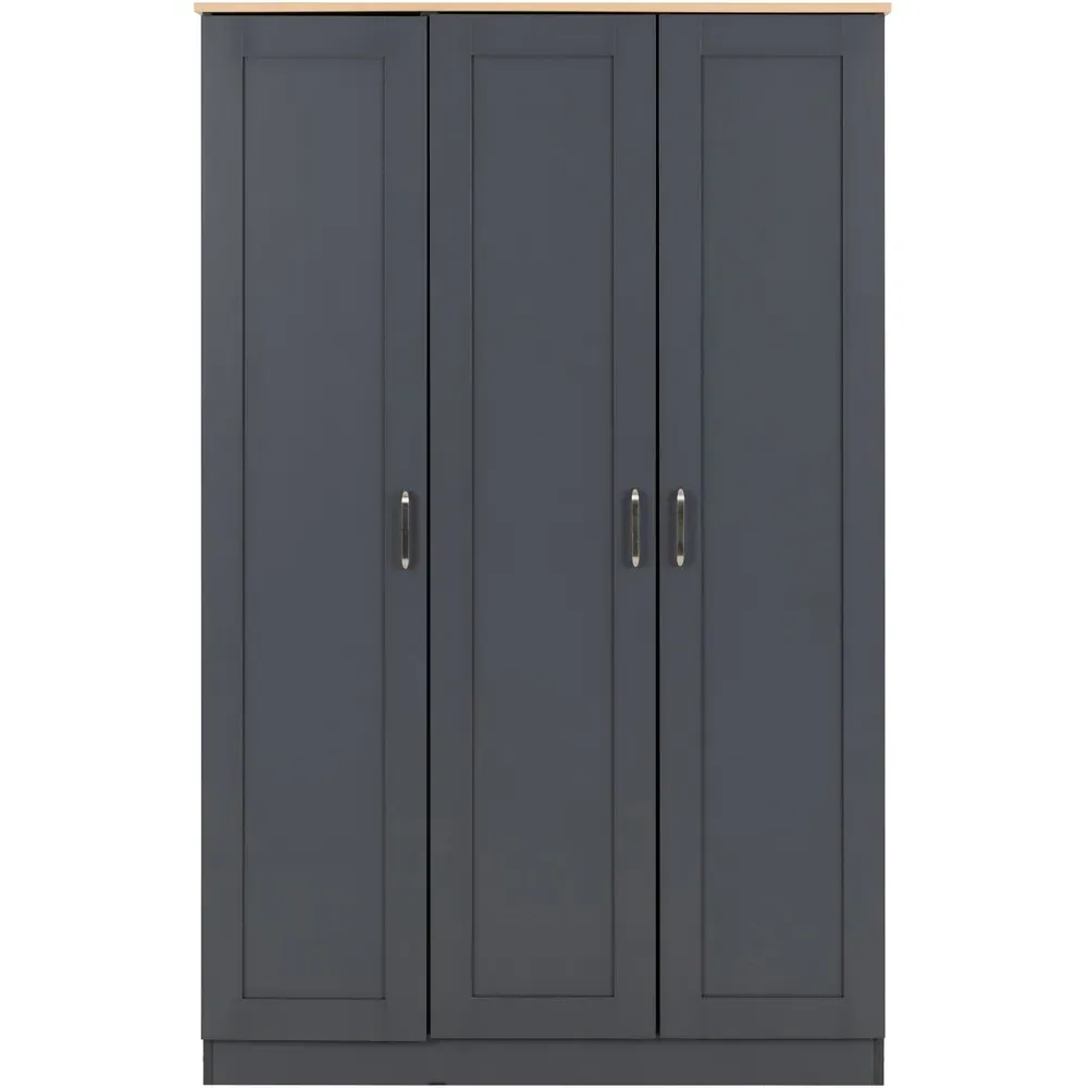 Portland 3 Door Wardrobe - Grey, Oak