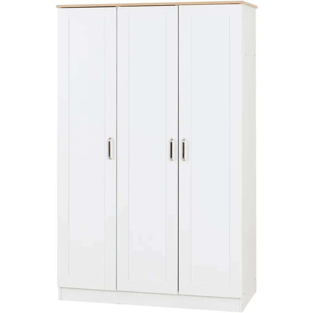 Portland 3 Door Wardrobe - White, Oak