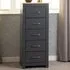 Portland 5 Drawer Narrow Chest of Drawers - Grey, Oak
