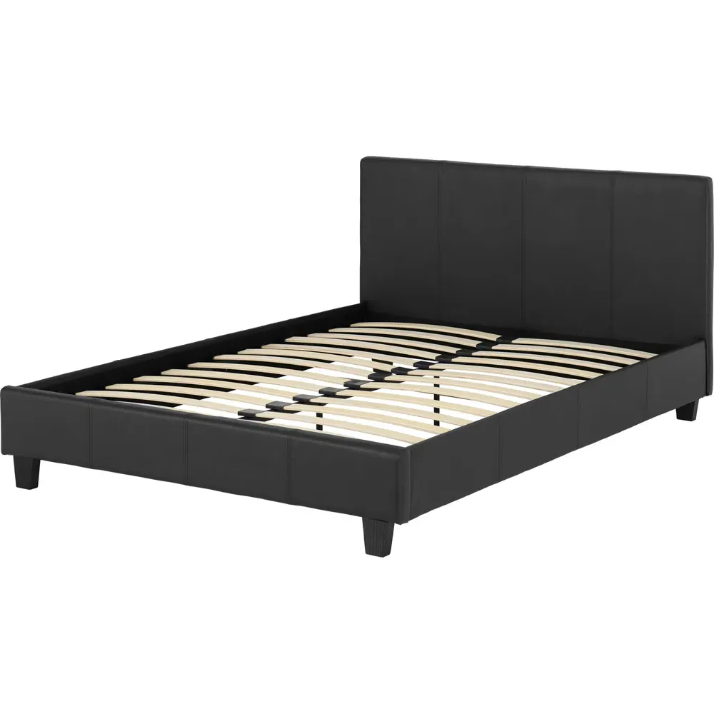 Prado Double Bed Frame - Black, Faux Leather