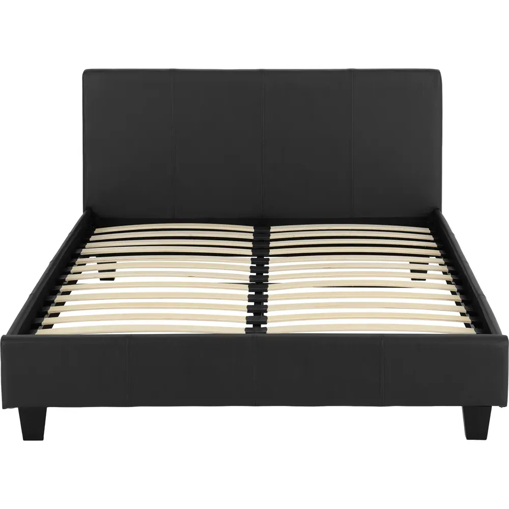 Prado Double Bed Frame - Black, Faux Leather