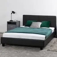 Prado Double Bed Frame - Black, Faux Leather