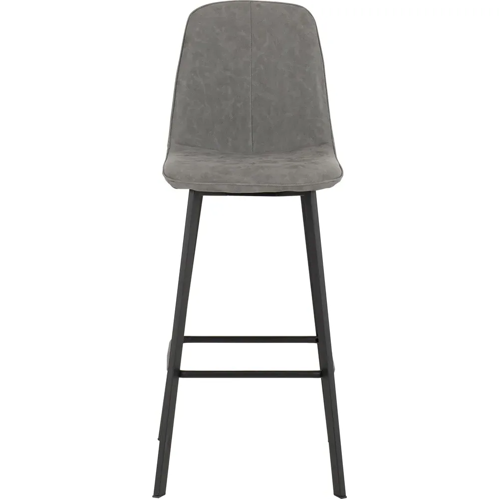 Quebec Bar Stool Set of 2 - Grey, Faux Leather