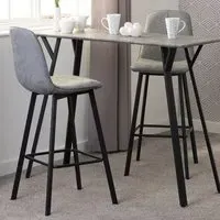 Quebec Bar Stool Set of 2 - Grey, Faux Leather